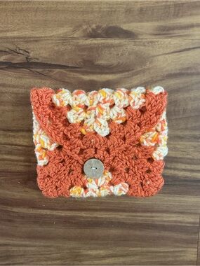 Handmade Crochet Orange Envelope Mini Book/Kindle Sleeve
